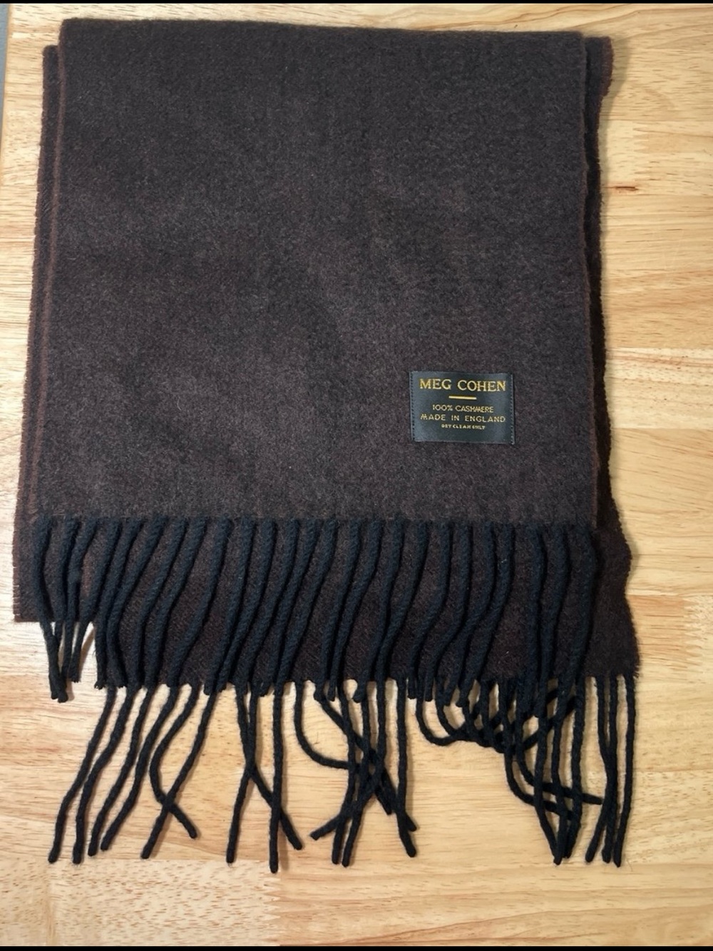 Megan Cohen New York 100% Cashmere Scarf Brown Made in England